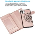 thumbnail image 6 of Mandala Wallet Case for iPhone11 6.1,Detachable 2 in 1 PU Leather Flip Case with Magnetic Button Lanyard (9Card Slots+3Pockets+1Driver's License Pocket)-Rose Gold, 6 of 14