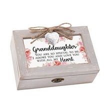 Cottage Garden Granddaughter Natural Taupe Wood Locket Petite Music Box Plays You are My Sunshine