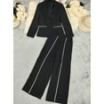 thumbnail image 6 of Women'S Fall Spring 2 Piece Blazer Outfits Business Casual Oversized Jacket Wide Leg Work Pants Dressy Suit Set Black XL, 6 of 8