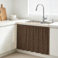 thumbnail image 3 of Dark Brown Rattan Small Cabinet Curtains 11"W x 13"L, Vintage Abstract Wicker Texture Sink Skirt Dust-Proof Short Curtain for Bathroom Vanity Storage Cubby Desk, Self Adhesive Privacy Drapes, 3 of 9