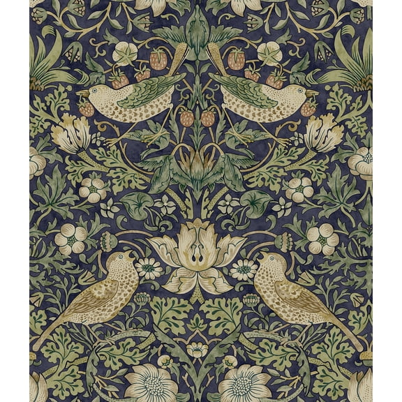 Morris & Co. Strawberry Thief Ink Blue Peel and Stick Wallpaper