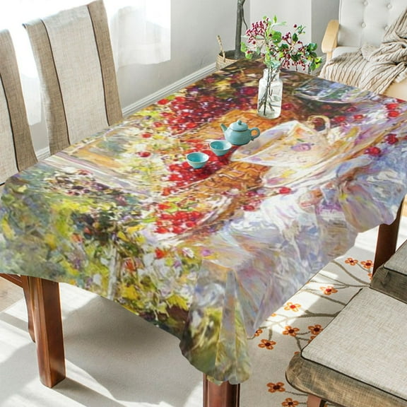 BZSMCE Square Tablecloth Design Red Cherry Pattern Pattern Tableclothes