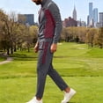 thumbnail image 4 of Handshe Men's Solid Color Tracksuit Set, Full-Zip Jacket with Pockets and Elastic Cuffs, Comfortable Sportswear for Gym and Daily Wear, 4 of 7