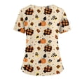 thumbnail image 5 of IYYVV Halloween Scrubs for Women Cute V Neck Pumpkin Graphic Nursing Working Uniforms with Pockets Holiday Stretchy Tee Shirt Khaki M, 5 of 5