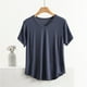 thumbnail image 1 of Pijama de manga corta para mujer, color liso, manga corta, camiseta fina, pijama de manga corta, blusa de poliéster, 1 of 8