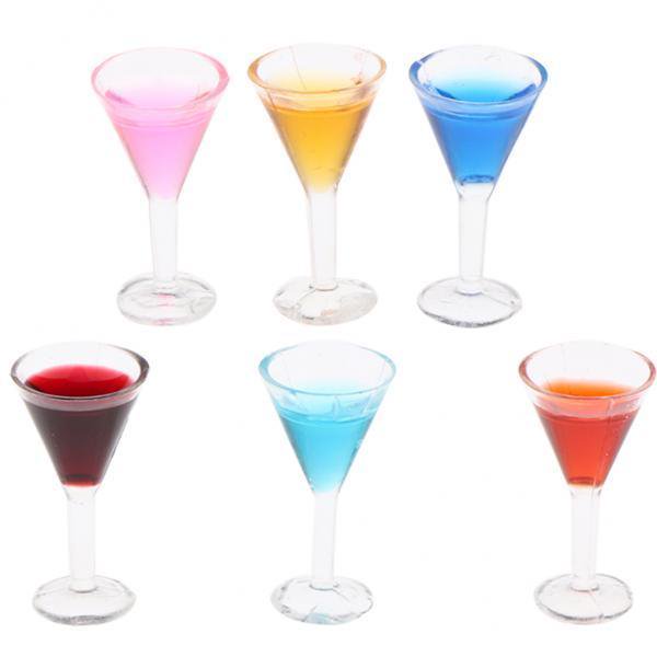 2x 6 Piezas Adorable Sharp Cocktail Gafas Gafas Dollhouse Miniatura Bar Party perfke Casa de muñecas de cóctel en miniatura