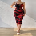 thumbnail image 2 of Robe Midi Moulante pour Femmes avec Imprimé Floral et Motif Sans Manches Froncé, 2 of 7