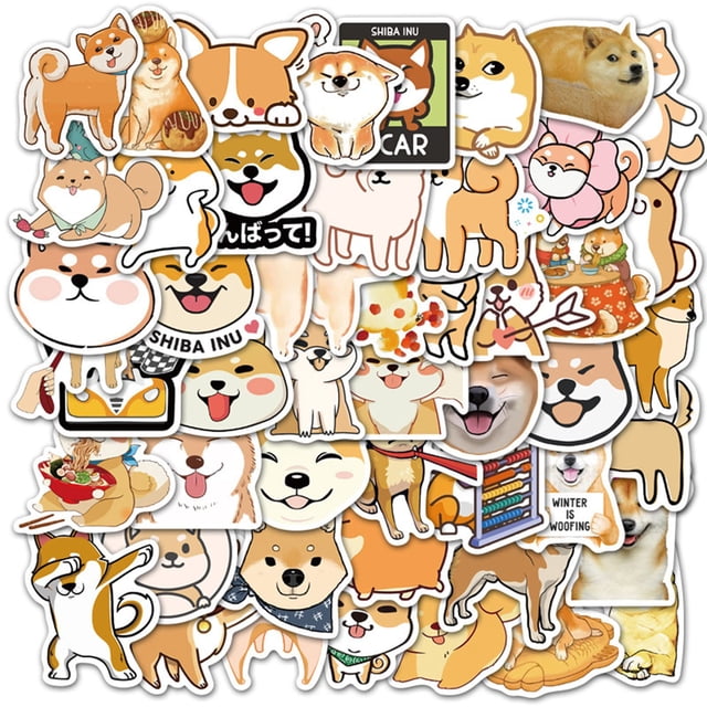 Set de stickers WLJIAO de 50 piezas impermeables de perros Shiba Inu