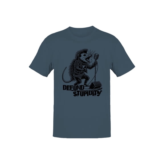 Defund stupidity, opossum with punk style singing rock metal Men's T-shirt