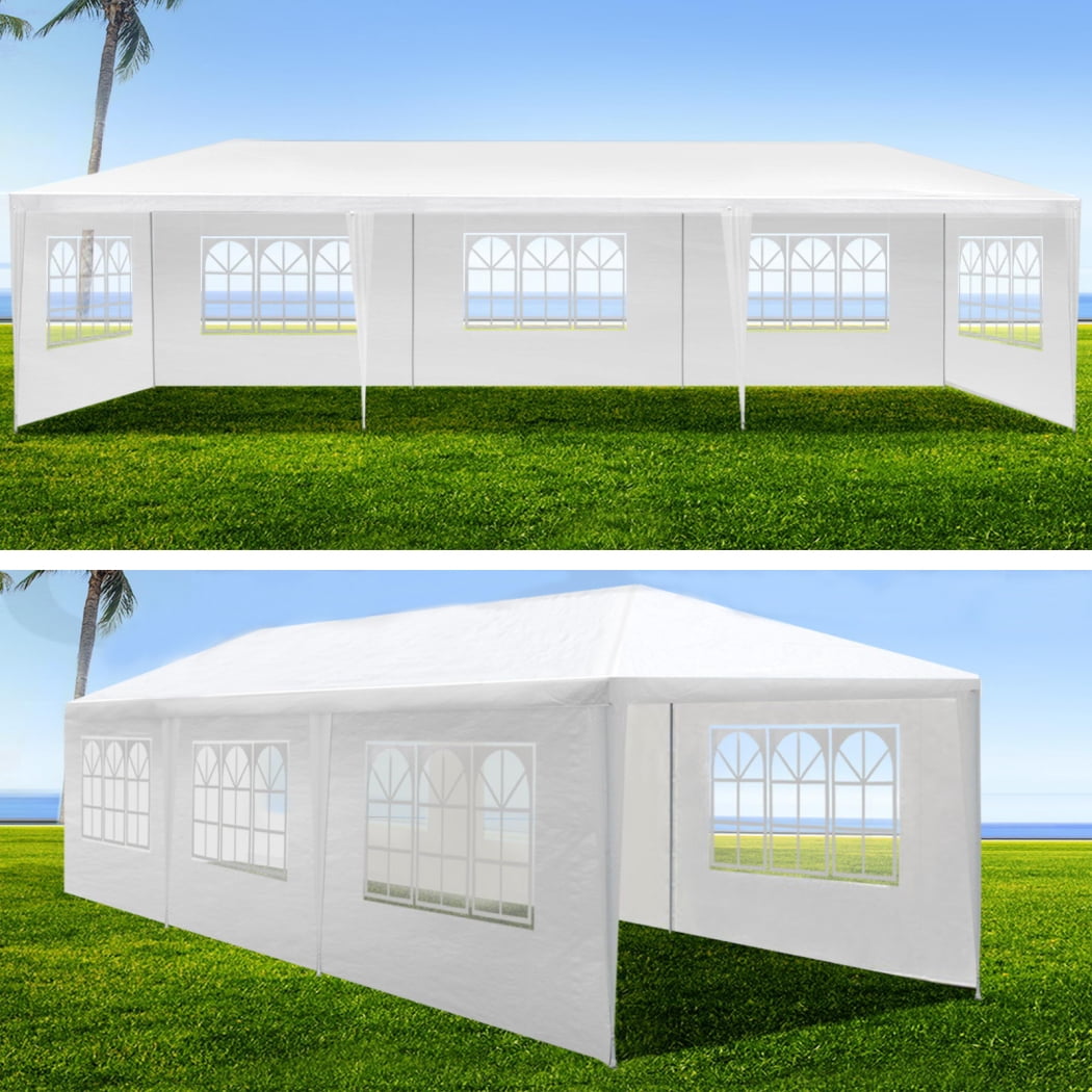 10x30 Party Tent Outdoor Canopy Tents for Parties, Heavy Duty Waterproof Gazebo Shelter with 8 Removable Sidewalls, Commercial Event Tent for Garden, Backyard, Market, White