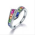 thumbnail image 1 of TIMIFIS Rings Gemstone Silver White Rainbow Color Alloy Gemstone Ring Bracelet - Summer Savings Clearance, 1 of 6