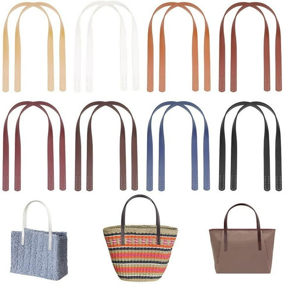 16pcs 23.5 inch PU Leather Purse Straps 8 Colors Sew On Purse Handle Bag Straps Shoulder Bag Handle Replacement for Crochet Bags Underarm Bag Wallet Leather Purse Repair diy
