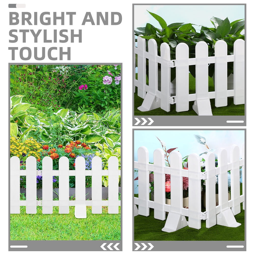 WORGEOUS  4 Pcs Garden Fence White Picket Decorative Panel Landscape Edging