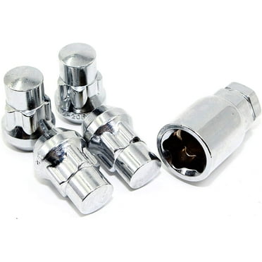 Set of 4 Veritek 14x1.5mm 1.40 Inch Chrome Acorn Bulge Tuner Socket Style Wheel Locks for Aftermarket Custom Wheels