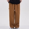 thumbnail image 4 of toraway Summer Stretch Casual Pants Mens Mens Casual Solid Cargo Pants Relaxed Fit Lightweight Stretch Elastic Waist Button Joggers Pants Multi Pockets L, 4 of 4