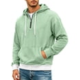thumbnail image 3 of Seffadzy Men's Waffle Knit Hooded Quarter Zip Pullover Sweatshirt with Pockets Drawstring Long Sleeve Solid Color Casual Top Mint Green XL, 3 of 6