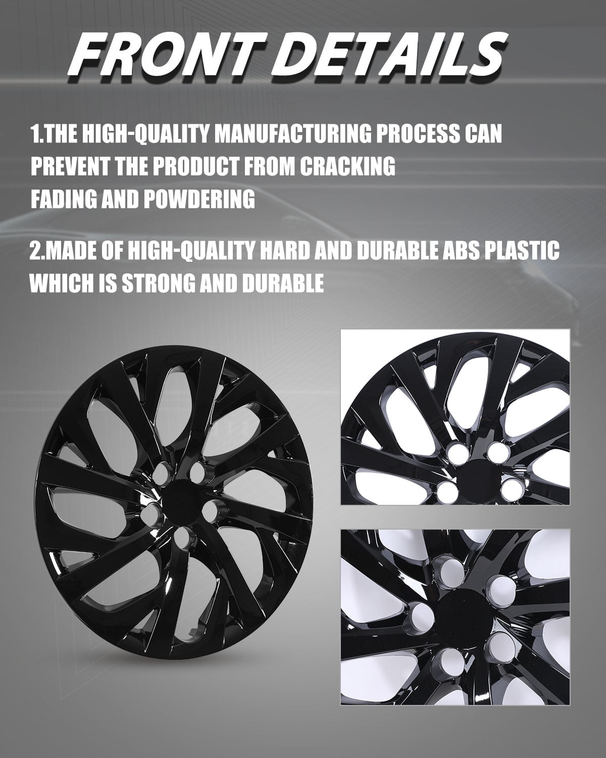 4 Pack 16 inch Wheel Cover Hubcap for 2009-2026 Toyota Corolla,Snap-on Installation,Black Lacquer