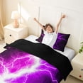 thumbnail image 4 of meiyoeat Neon Lightning Pattern Twin Bedding for Boys, Electric Purple Print Duvet Cover Set, Black Reversible2 Pieces, 1 Duvet Cover and 1 Pillowcase, 4 of 7