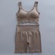 thumbnail image 4 of Conjunto de 2 piezas acanalado para mujer, conjunto de Top corto, ropa deportiva sin costuras para correr, traje deportivo y Top, pantalones cortos de gimnasio para Fitness de cintura alta para mujer, 4 of 5