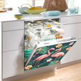 thumbnail image 2 of Yayeee Magnetic Dishwasher Cover for The Front Decoration Home Kitchen Machine Sticker Protector, Flamingo Leaves Pattern, 2 of 6