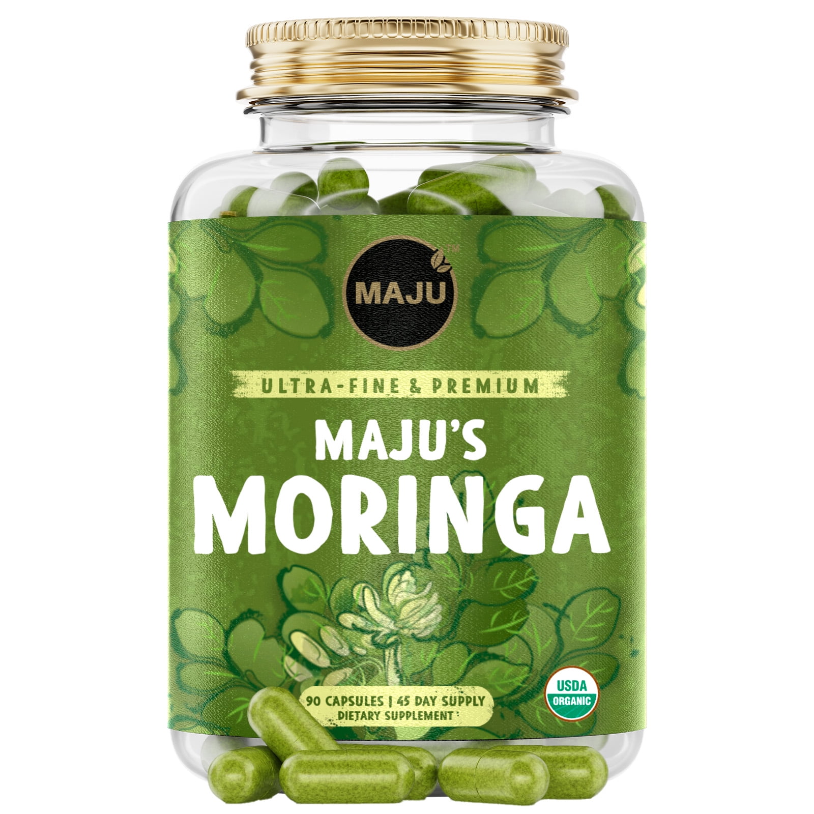 Maju Superfoods Moringa Oleifera Capsules, Organic, 90 Count