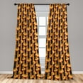 thumbnail image 2 of Pumpkin Window Curtains, Autumn Branches and Harvest Food Fall Thanksgiving on Striped Back, Lightweight Decor 2-Panel Set with Rod Pocket, Pair of - 28"x63", Marigold Black Fern Green, by Ambesonne, 2 of 3