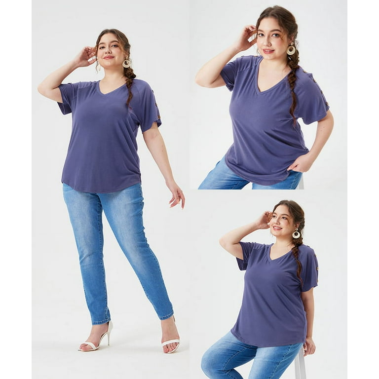 TIYOMI Plus Size Tops For Women Camo Print T-Shirts Short Sleeve