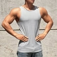 thumbnail image 5 of Aayomet Hommes Débardeurs et Été Décontracté Col Rond Imprimé Style Raglan Haut sous-Vêtement (Gris, L), 5 of 5