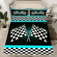 thumbnail image 2 of Erosebridal Flags Checkered Bed Sheets Set Twin Size, Geometric Bed Sheets Twin, Race Car Decor 3 Pieces, 2 of 7