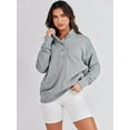 thumbnail image 1 of ZAXARRA Womens Button Up Sweatshirt Casual V Neck Long Sleeve Henley Pullover Tops Oversized Solid Color Sweatshirts, 1 of 2