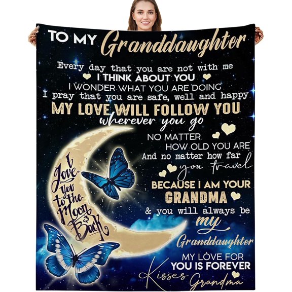 Granddaughter Gifts from Grandma, Granddaughter Gifts Blanket, Gifts for Granddaughter, to My Granddaughter Blanket from Grandma for Birthday Christmas 60"x50"