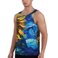thumbnail image 2 of Gukieu Sunflower Starry Night Vibes Print Men's Quick Dry Fitness Vest, Round Neck Sleeveless Fitness Bodybuilding Top-4X-Large, 2 of 7