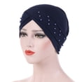 thumbnail image 2 of Travelwant Women Hijab Beading Pre-Tied Twisted Braid Turban Hat Head Scarf Cancer Chemo Beanies Headwear Headwrap Cap, 2 of 7