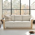 thumbnail image 3 of Tina's Home 81" Farmhouse 3-Seater Sofa with Rolled Arms, Upholstered Striped Linen Couch with Solid Wood Legs, Comfortable Living Room Sofa, 3 of 8