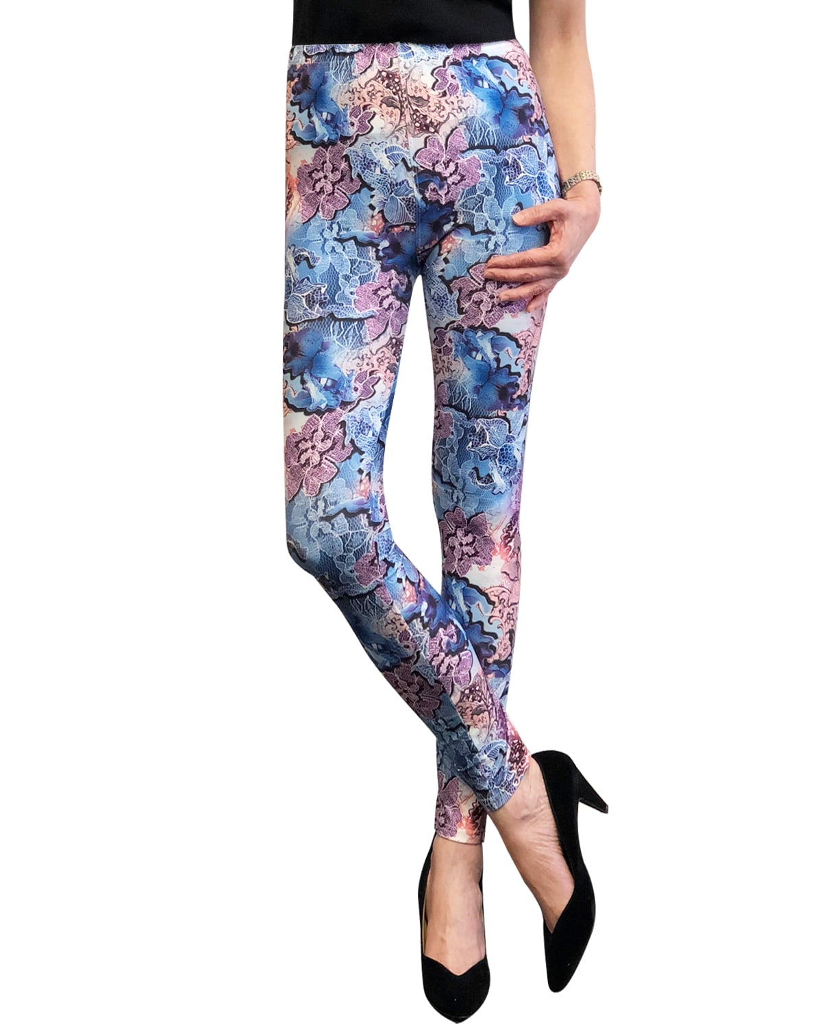 Womens Flora Pattern Indian Colorful Paisley Workout Running Leggings Tummy Control Essential Yoga Pants with Pockets