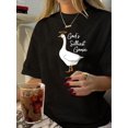 thumbnail image 1 of Vintage Style "God's Silly Goose" Graphic Tee, 100% Polyester Crew Neck T-Shirt, Short Sleeve Knit Fabric Top for Women, Summer Casual Wear, 1 of 7