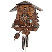 River City Clocks 34-10 One Day Cuckoo Clock Cottage - Man Sawing Wood
