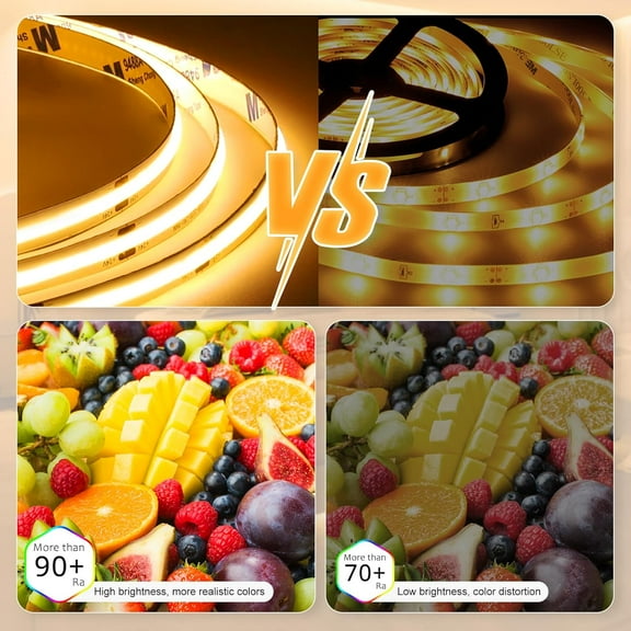 65.6FT Dimmable COB LED Strip Light, Warm White 3000K, Flexible DC24V LED Tape with Remote Control, 2 Rolls of 32.8FT for Bedroom, Kitchen & DIY Lighting Projects