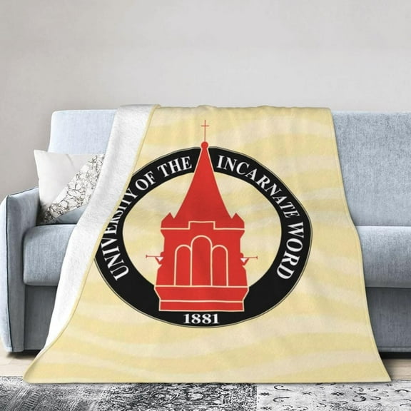University of The Incarnate Word Logo Fleece Blanket, Very Soft Microfiber Flannel Blanket for Couch Warm and Cozy for All Seasons