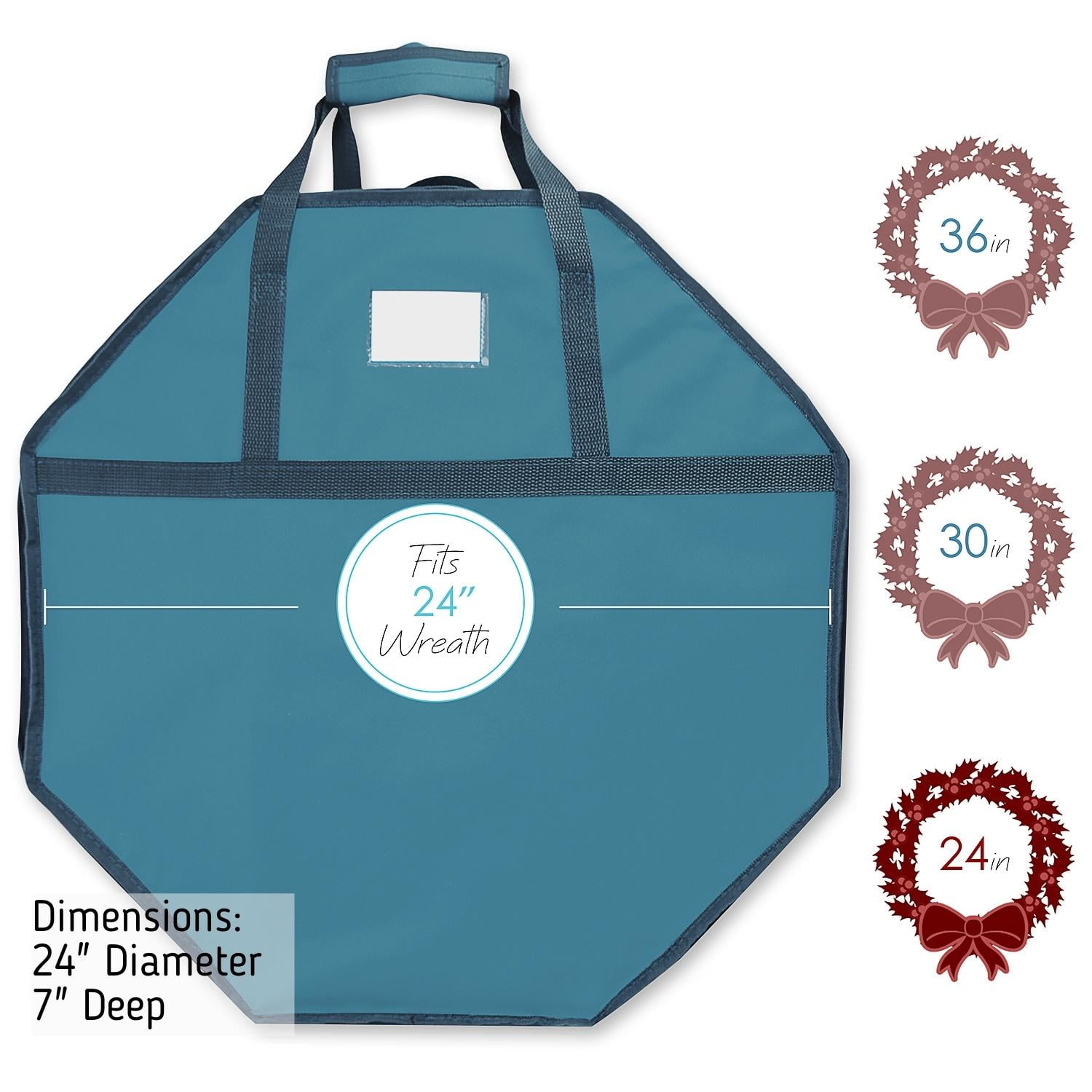 LammaLoe Wreath Storage Containers 24", Hard Shell Christmas Wreath Storage Bag with Interior Pockets & Dual Zipper, Fabric, 2 pack