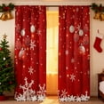 thumbnail image 4 of Oliegs Rideaux Imprimés des Fêtes 2 Rideaux Plats 2D Imprimés Rouges de Noël avec Flocons de Neige et Branches pour Chambre Salon Fête des Fêtes, 4 of 5