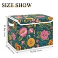 thumbnail image 3 of Foldable Fabric Storage Bin With Handle Collapsible Basket Box Storage With Lid Organizer Hand-drawn Florals, 3 of 7