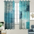 thumbnail image 2 of Turquoise Window Curtain Panels Grommet Blackout Curtains Turquoise Grey Abstract Art Painting Modern Patio Blackout Curtains for Living Room Bedroom Window Treatment Set 26"W x 54"L (Pack of 2), 2 of 6