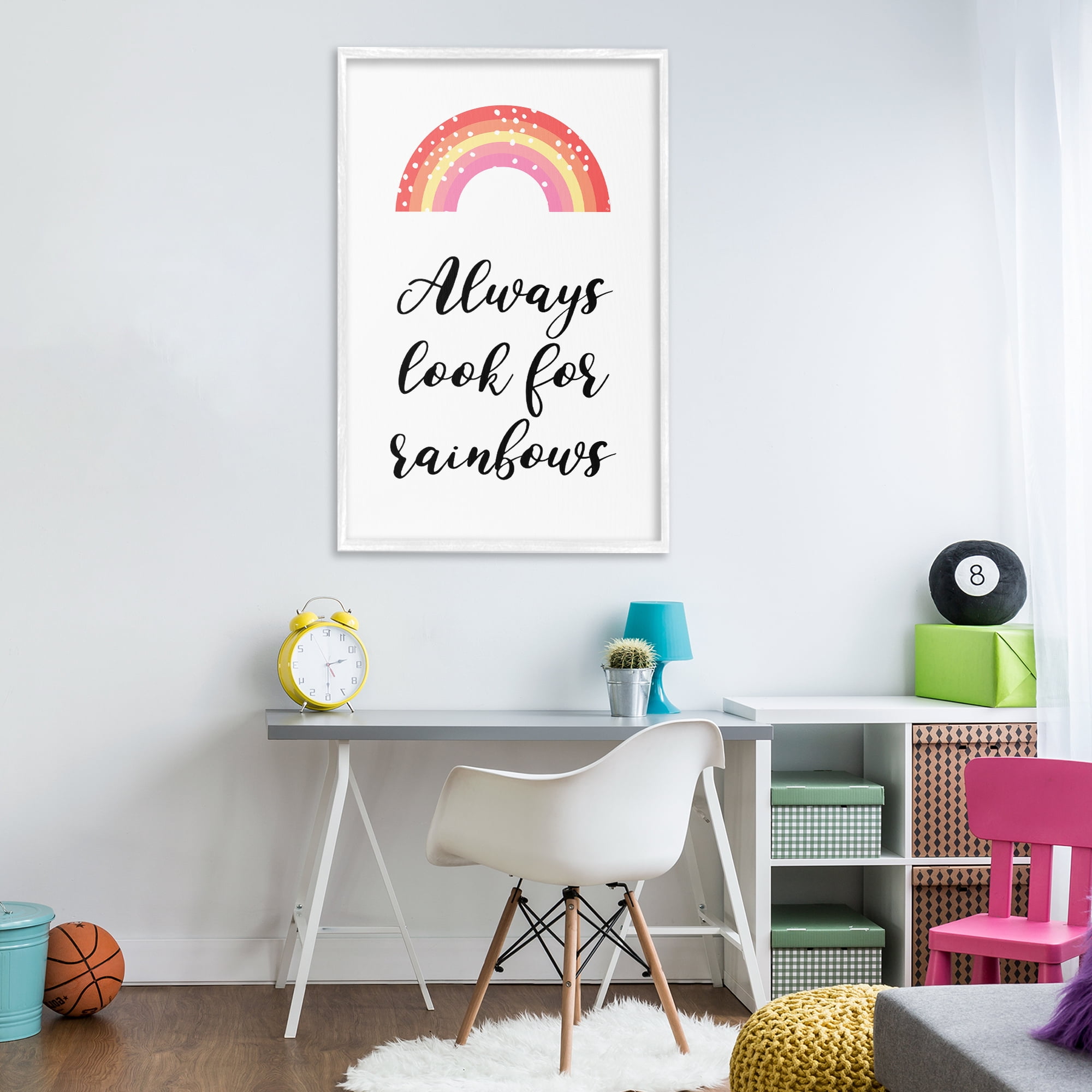 Stupell Industries Always Look For Rainbows White Framed Giclee Art, design by Martina Pavlova