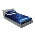 thumbnail image 2 of Ambesonne Space Fitted Sheet & Pillow Sham Set, Vibrant Milky Way Stars, Twin, Dark Blue, 2 of 2