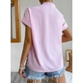 thumbnail image 2 of Summer simple V-neck ladies shirt fashion tops elegant temperament commuter women shirt, 2 of 4