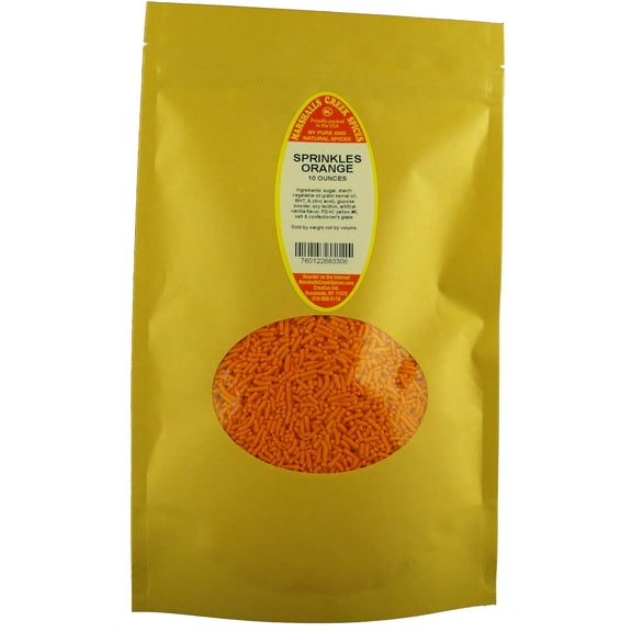 Marshalls Creek Spices SPRINKLES RE32ORANGE 10 ounce ECO Friendly Kraft Standup Pouch