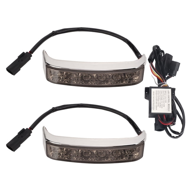 2 piezas de luces LED para alforjas de motocicleta, luz de freno izquierda y derecha, repuesto para FLHTK Ultra Limited, carcasa galvanizada, lente negra