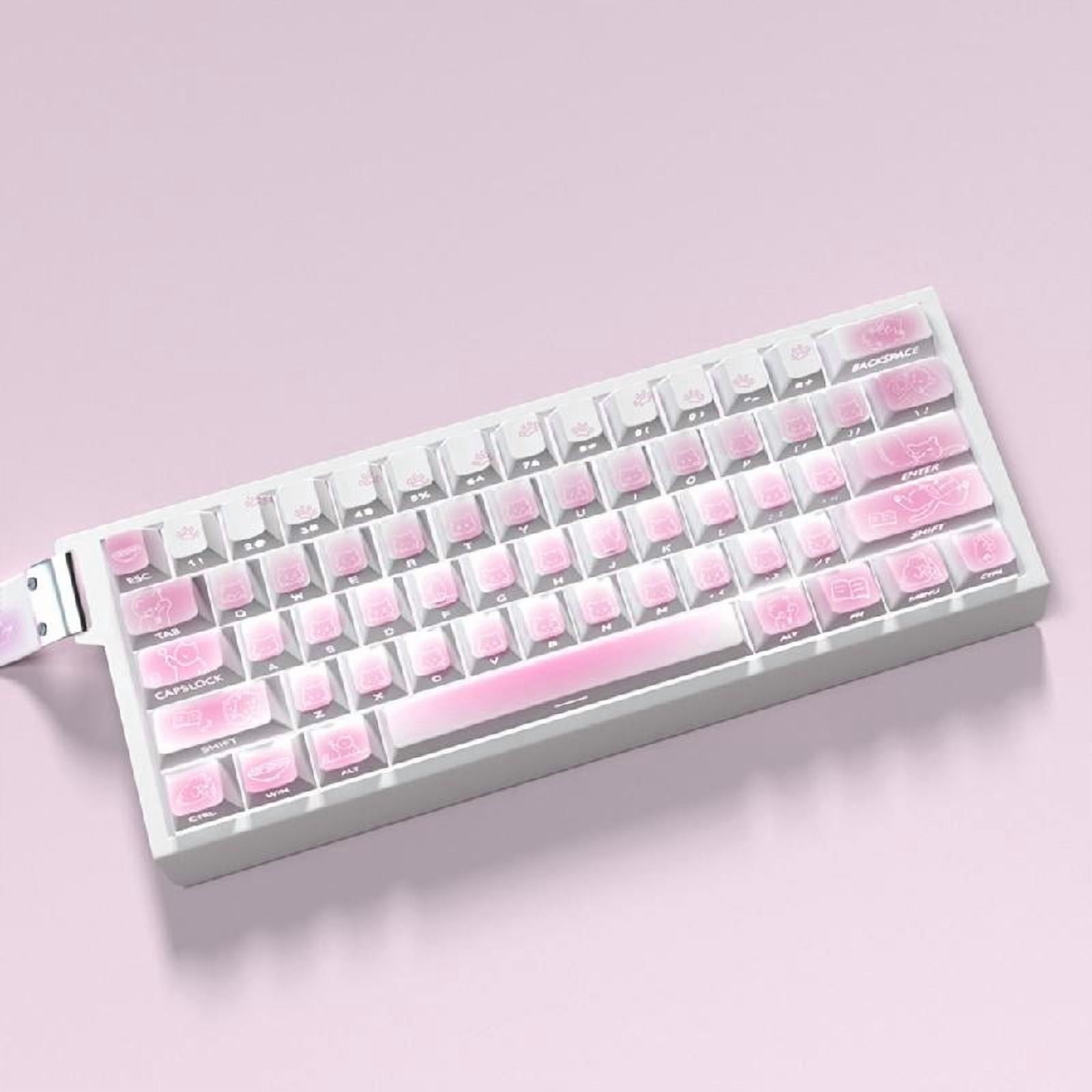 74-Key Keycaps Kitten Themed Side Printed Translucent Keycap Enhances Nighttime Use For Various Mechanical Keyboards