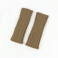 thumbnail image 5 of Women's Knit Fingerless Arm Gloves, Striped Pattern Sleeve Warmers, Cold Weather Arm Warmers, Thermal Half Finger Gloves, Stretchable Wrist to Elbow Warmth Covers Khaki, 5 of 5